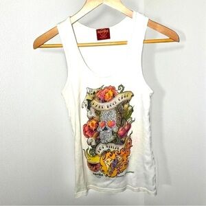 Vintage Y2K hard rock  bling tank top skull goth punk M